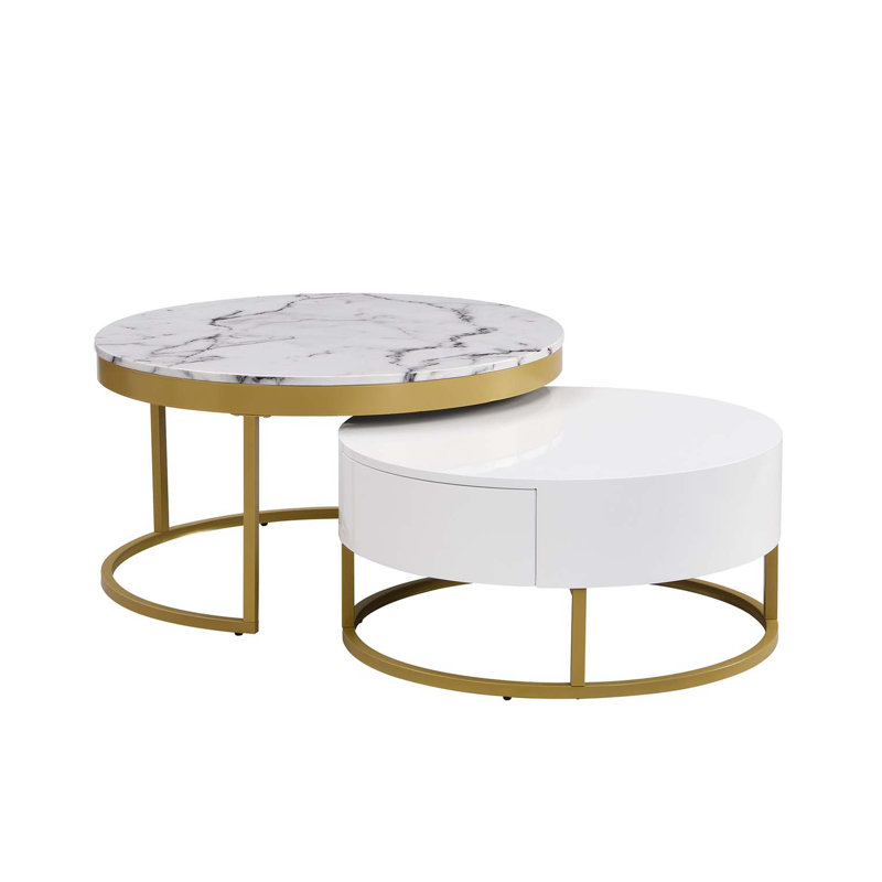 Ensemble de tables basses gigognes modernes avec tiroirs et fonctionnalité polyvalente