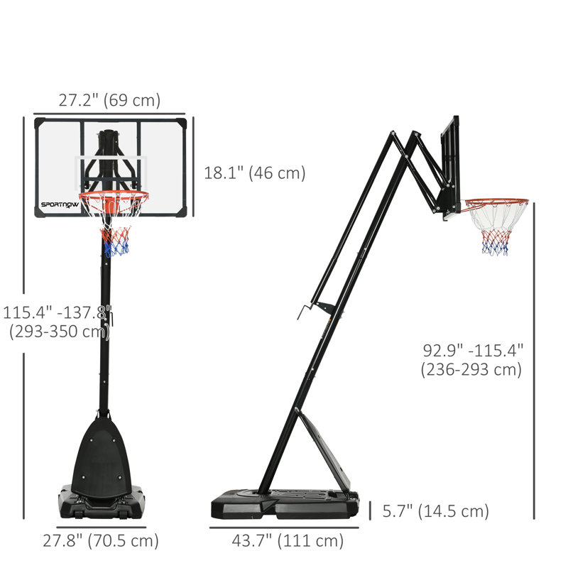 Panier de basketball dans le sol en métal 27,6 po