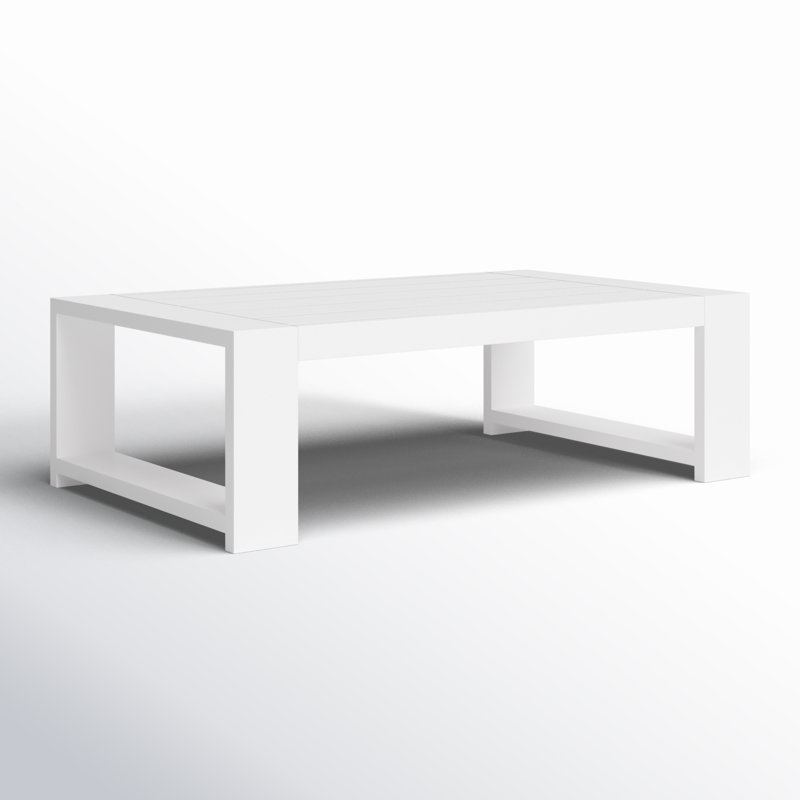 Hoyt 47.25” Outdoor Aluminum Coffee Table, Snow White