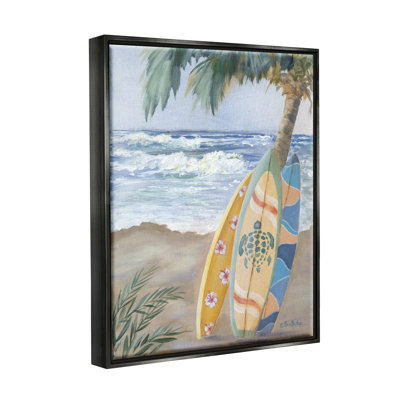 Planche de surf amusante, planches de palmier incliné sur toile par Pam Britton