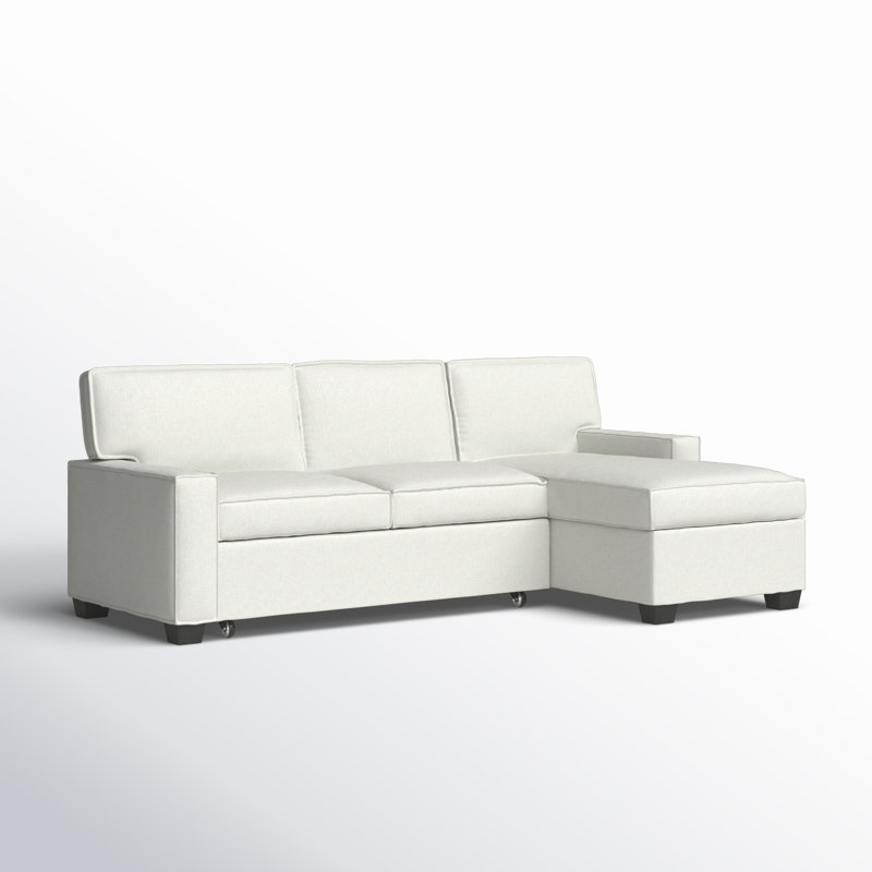 Canapé-lit modulaire coulissant avec méridienne 2 pièces Yates, Polyester blanc