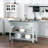 Kitchen Island With Stainless Steel Top, Traditional Kitchen Island With Storage, 2-Tier Open Shelves, Drawers, Light Gray, Kitchen Island