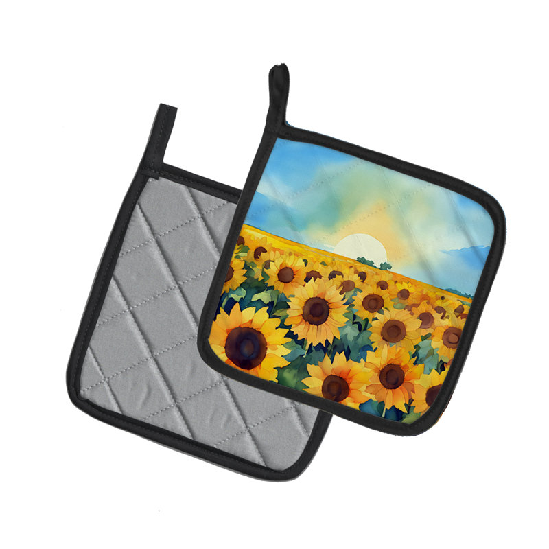 Paire de poignées tournesols Kansas à l'aquarelle