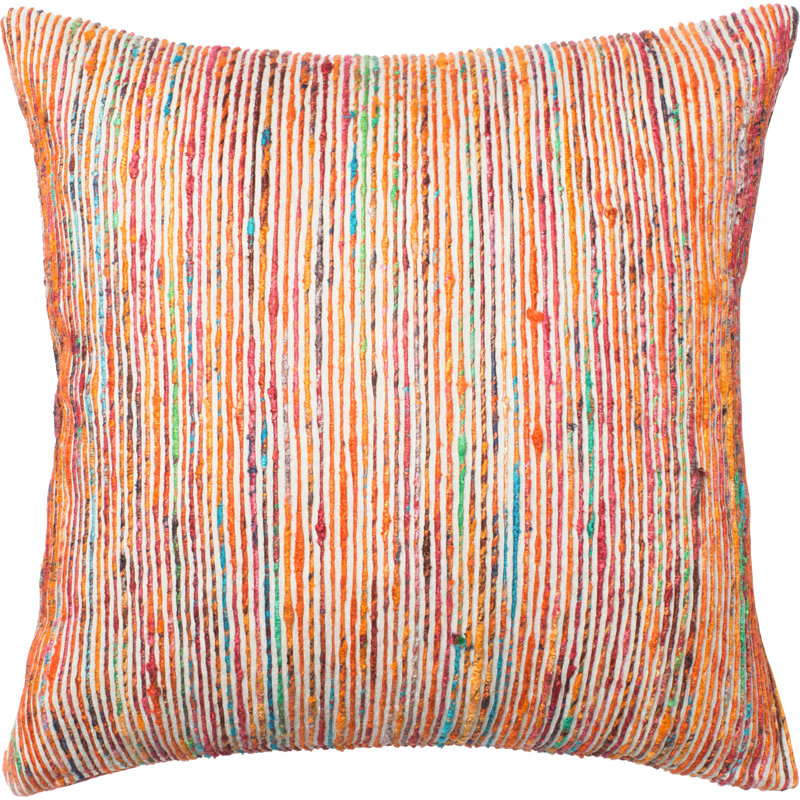 Rust and Multicolor Recycled Sari Silk 22" Pillow Cover