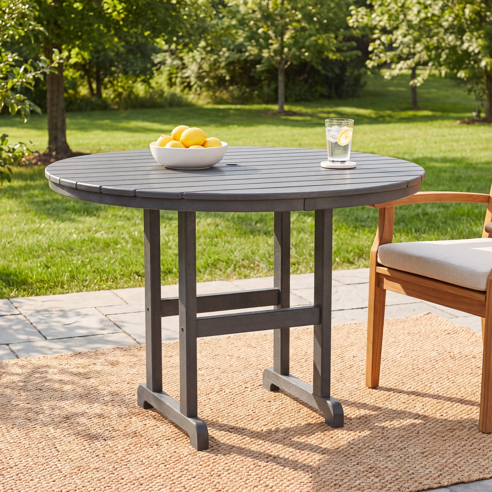 POLYWOOD® Tables Patio Bar Table, 48", Slate Gray