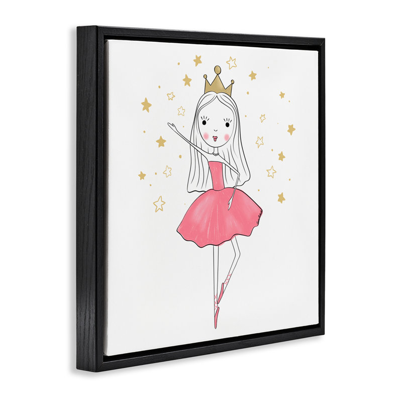 «Happy Ballerina Princess», art mural encadré par Amanda Hilburn, Cadre flottant noir de jais, H 25 po x l 25 po