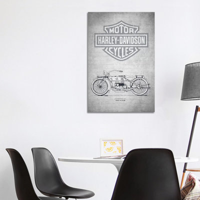 Harley-Davidson Motorcycles (Gray Vintage) I by Aged Pixel - Wrapped Canvas Painting