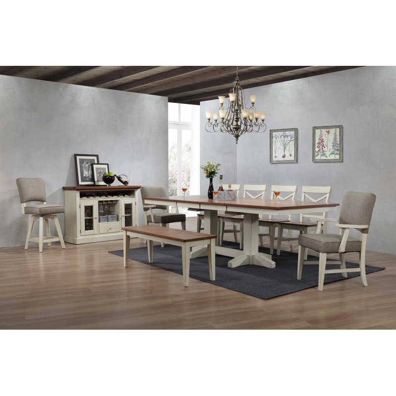 Calderon Extendable Solid Wood Dining Table, Antique White