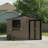 10x8 FT Outdoor Metal Storage Shed with Window & Flower Rack, Lockable Double Doors Tool Shed, Waterproof Weatherproof Garden Shed for Backyard Patio,  Brown Black