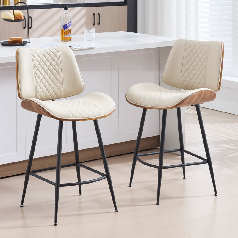 Tabouret de comptoir en similicuir H 38,58 po , Beige, 2