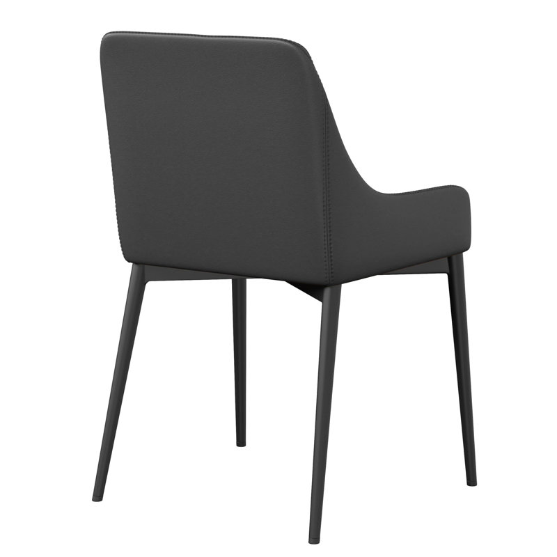 Ashlock 17'' H Faux Leather Upholstered Metal Parsons Chair, Black