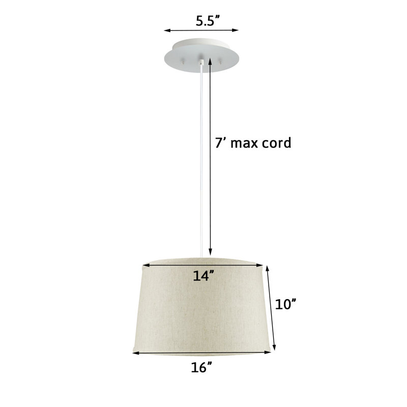 Abat-jour avoine texturé 2 lumières l 16 po avec diffuseur, cordon blanc