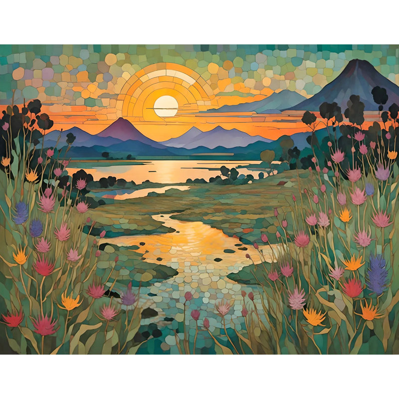 Golden Horizon Sunset - art mural sur toile tendue, H 12 po x l 16 po