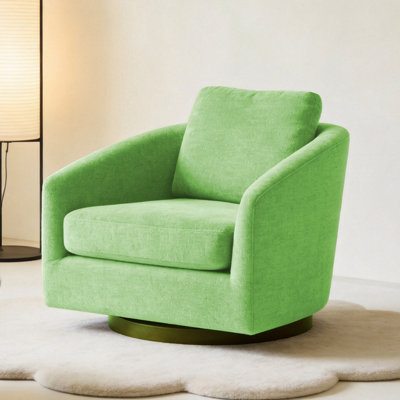 Swivel Accent Chair with Lumbar Pillow and Wide Arms