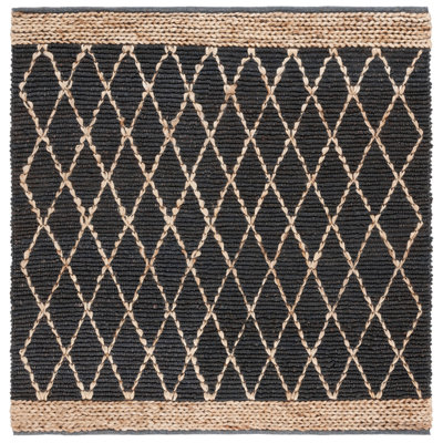 Tapis gris anthracite en jute / coton tissé à la main Alderson