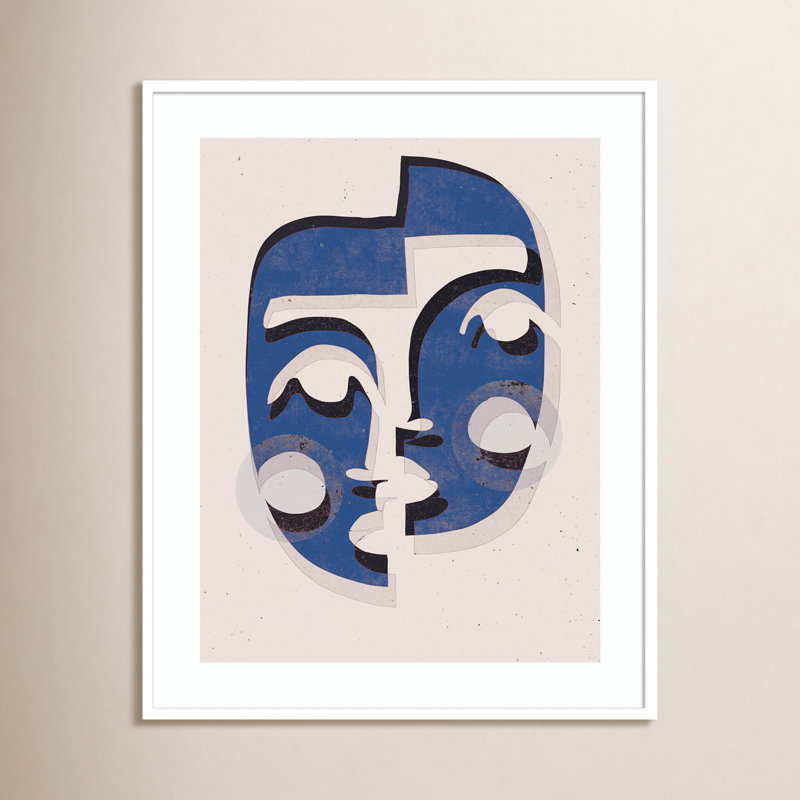 «Galya Treechild The Blue Mask» encadré sur papier par Treechild, Blanc, H 41 po x l 33 po