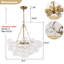 Lustre 6 lumières en laiton avec globe en verre transparent, plafonnier à bulles 25 pouces Mid-Century-1941260523-1941722123-1941260516