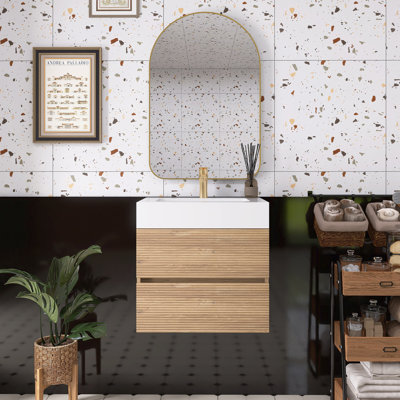 Meuble-lavabo avec lavabo en quartz blanc et tiroirs souples