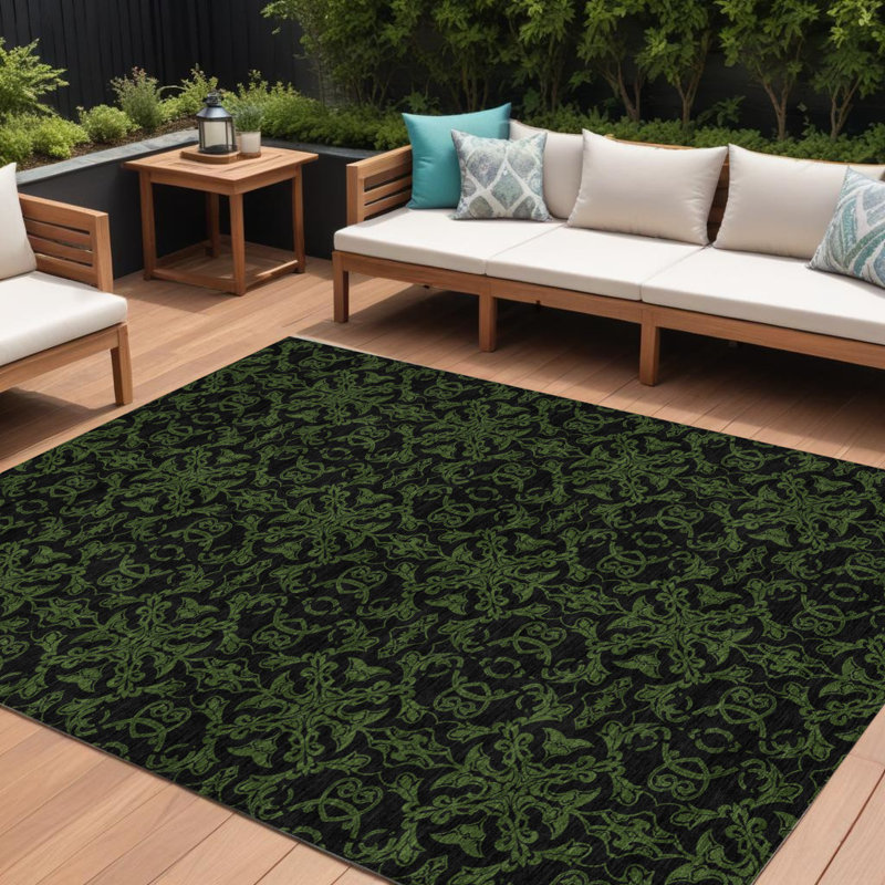 Tapis intérieur / extérieur vert olive et vert 9 pi x 12 pi HomeRoots