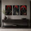 Triptyque de la Faucheuse avec lune rouge et Halloween, ensemble de 3 toiles murales-1312514694