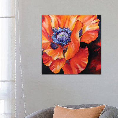 Heart Of A Red Poppy by Marcia Baldwin - Wrapped Canvas Print