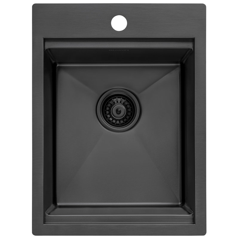 Ruvati 15 inch Gunmetal Black Stainless Steel Workstation Wet Bar Camper Van Sink Drop-in Topmount, Gunmetal Black