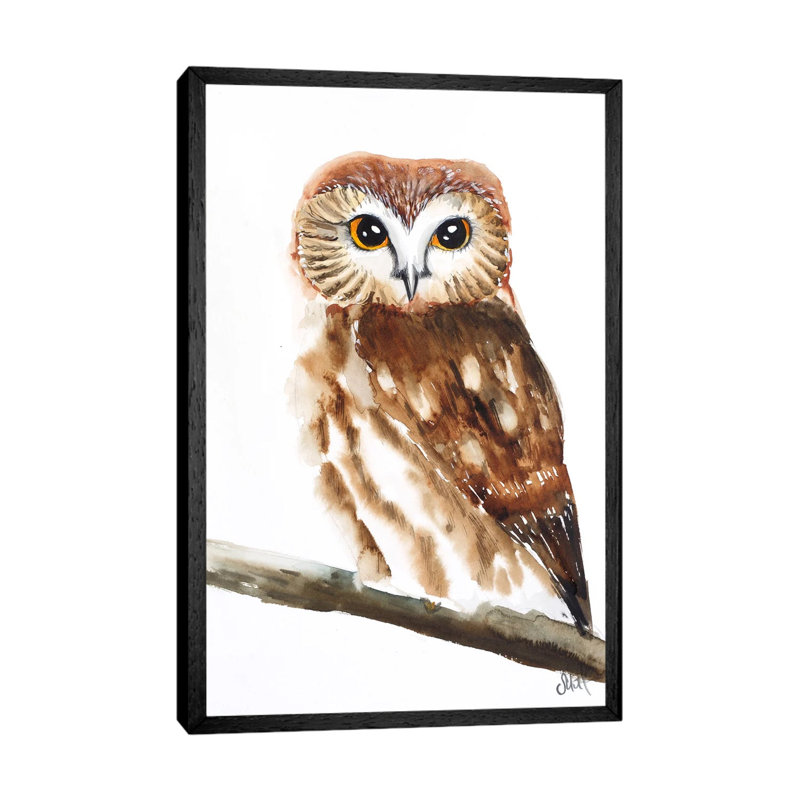 Owl Watercolor II by Nataly Mak - Gallery-Wrapped Canvas Giclée on Canvas, Black Floater Frame, 66.04 cm H x 45.72 cm W