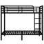 Lit double superposé au dessus d'un lit double en métal noir, conception peu encombrante, fonctionnement silencieux, rangement et lattes robustes pour les adolescents, lit noir, caractéristique, réduction, caractéristiques, assemblage sans effort