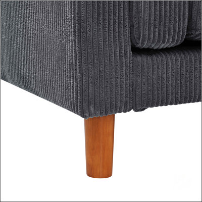 Corduroy Upholstered Square Arm Sofa With Wooden Legs,  For Cozy And Stylish Living Rooms