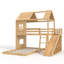 Lit superposé simple au-dessus de la maison double avec échelles, glissières, rangement et garde-robe, naturel-100606049