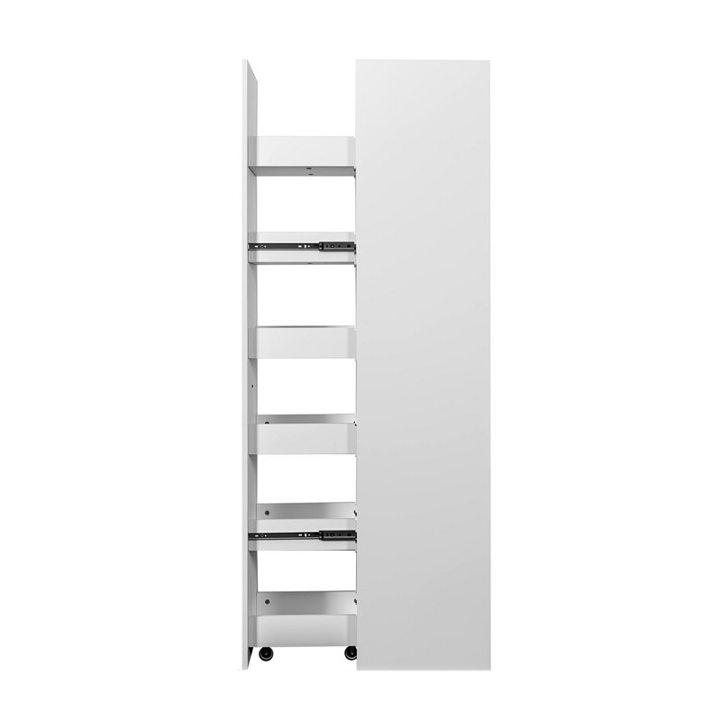 Blanc, grand chariot de rangement mince, chariot de cuisine roulant, armoire de rangement étroite avec poignée et roulettes, support à épices en bois à côté du réfrigérateur, tablette de garde-manger pour la cuisine, petits espaces