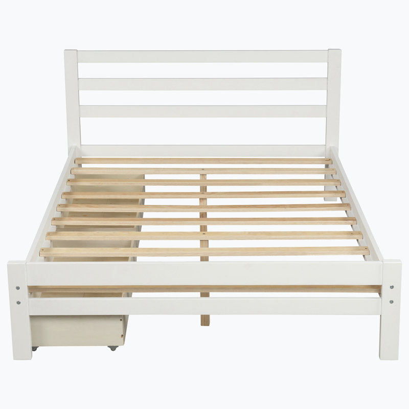 Lit plateforme double avec rangement, Blanc