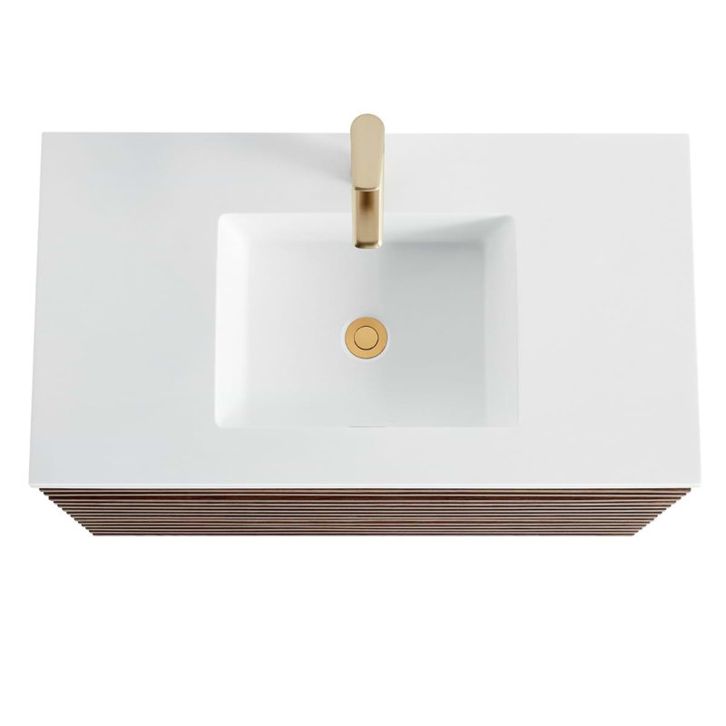 Gibson 48" Wall Mounted Single Bathroom Vanity with Top, Dark Wood, 36"