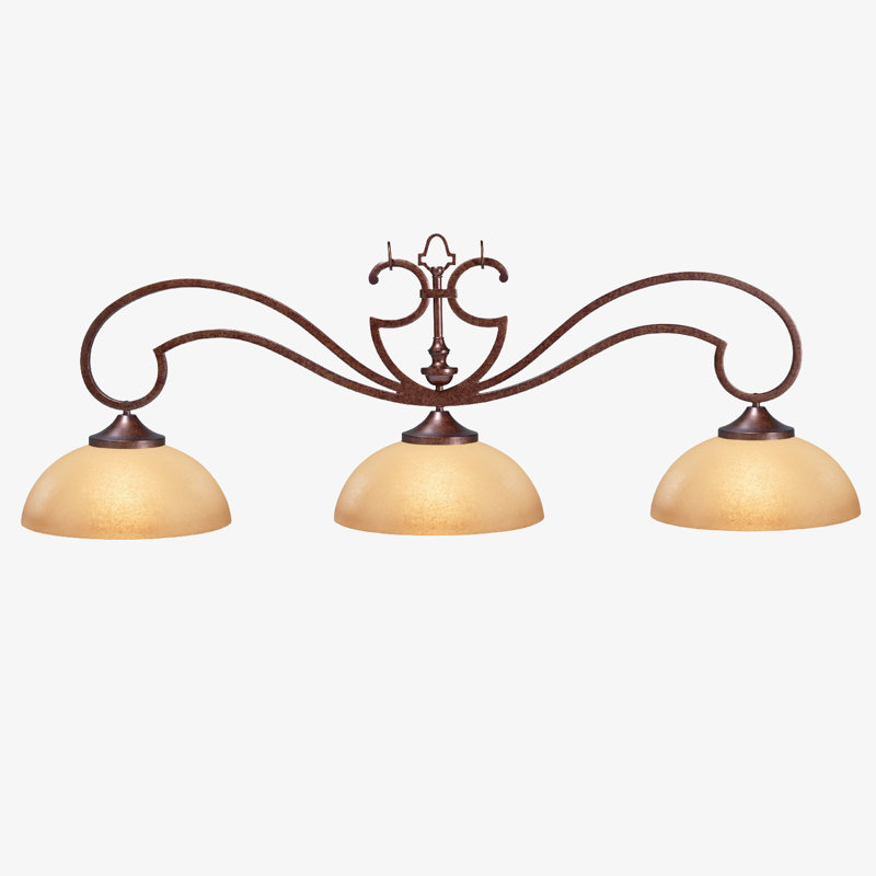 American Heritage 3-Light Pool Table Pendant - Metal Frame with Glass Shades, Autumn Rustic Finish
