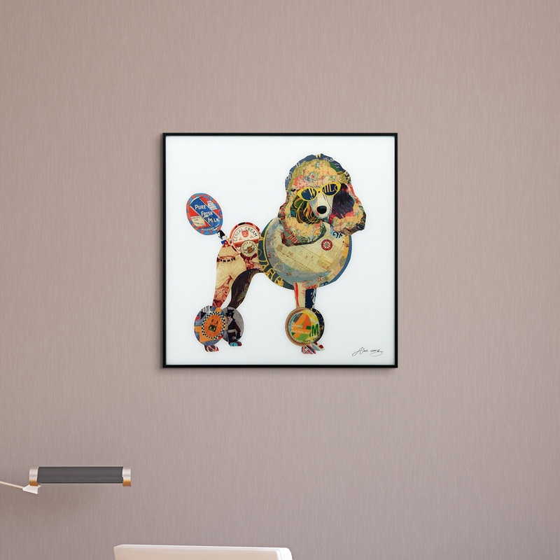 Poodle Collage Reverse Printed Glass Wall Art with Black Frame
