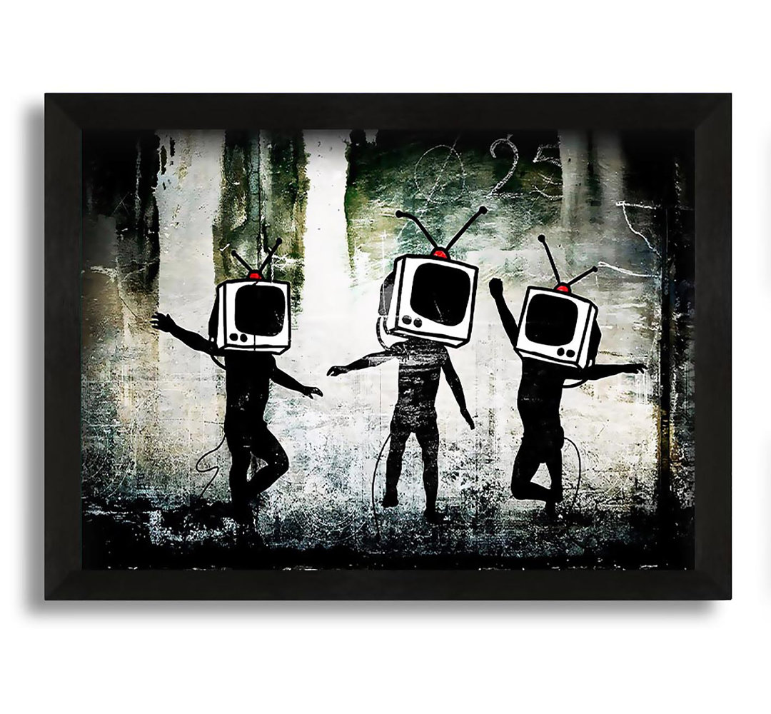 Gerahmtes Leinwandbild TV Kids von Banksy