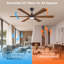 Ventilateur de plafond 6 pales en bois massif avec lumière DEL et télécommande Modern-1455755810-1455755811-1455755814