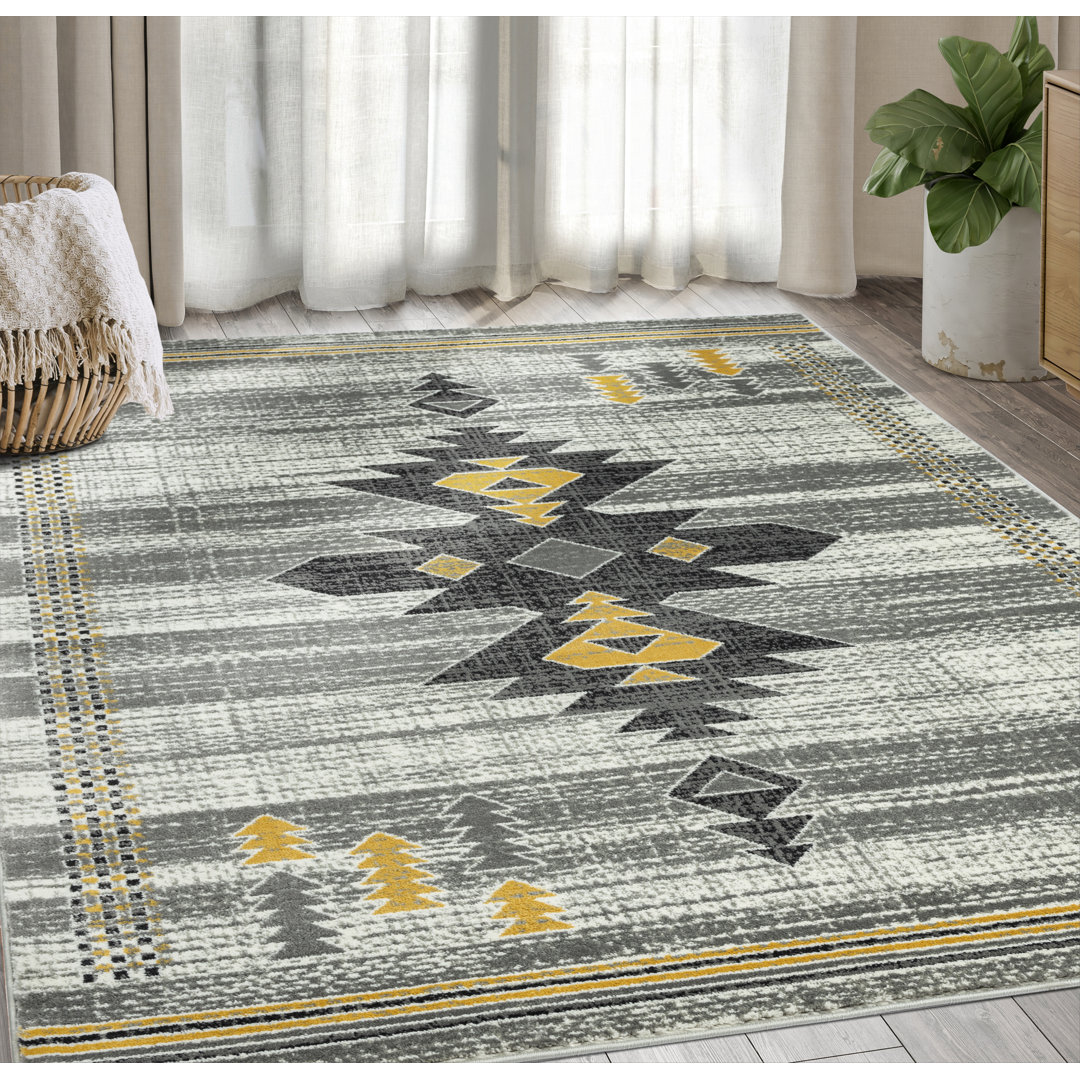 Galey Southwestern Black/Yellow/Gray Area Rug Union Rustic Rug 