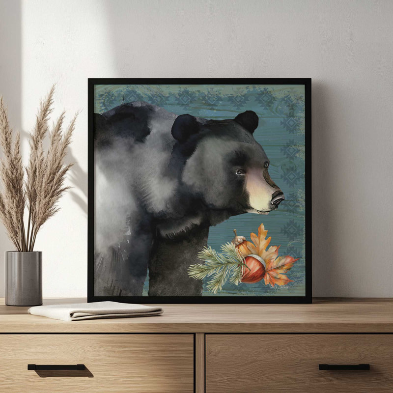 «Black Bear» par Nicole DeCamp, reproduction d'art, L 36 x H 36, Brun, Impression encadrée