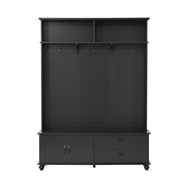 Arbre d'entrée tendance avec armoire de rangement et 2 grands tiroirs, Noir