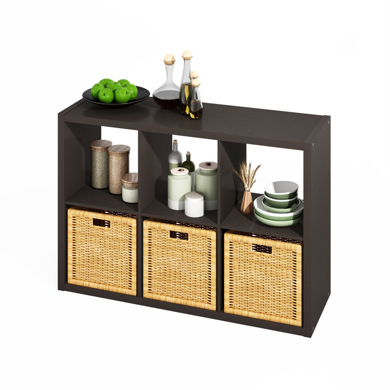 Ceard 76.2cm H x 111.25cm W Bookcase, Dark Walnut