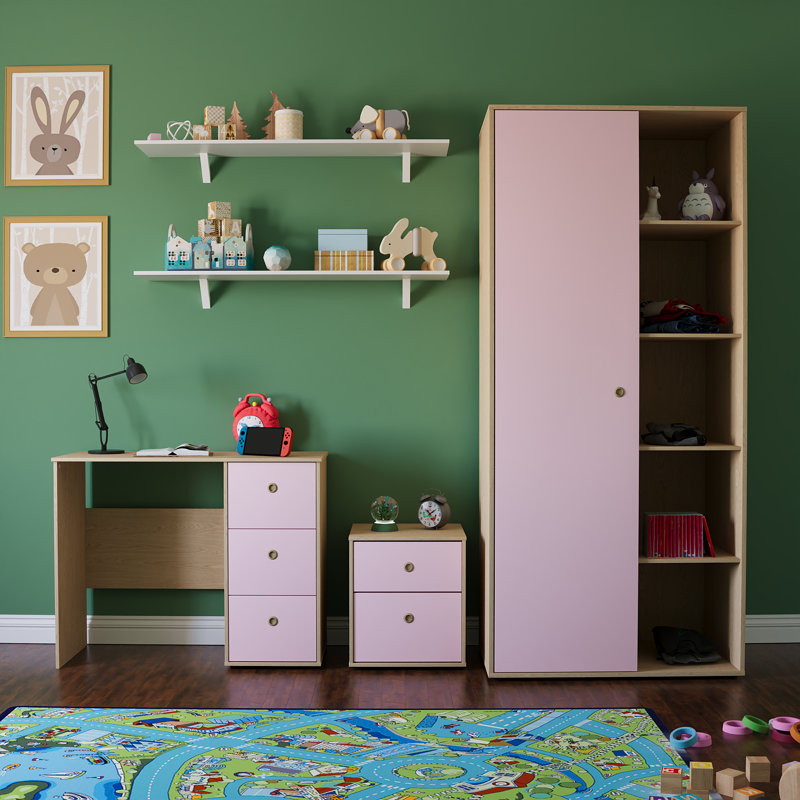 Eberly Bedroom Set, Pink/Oak