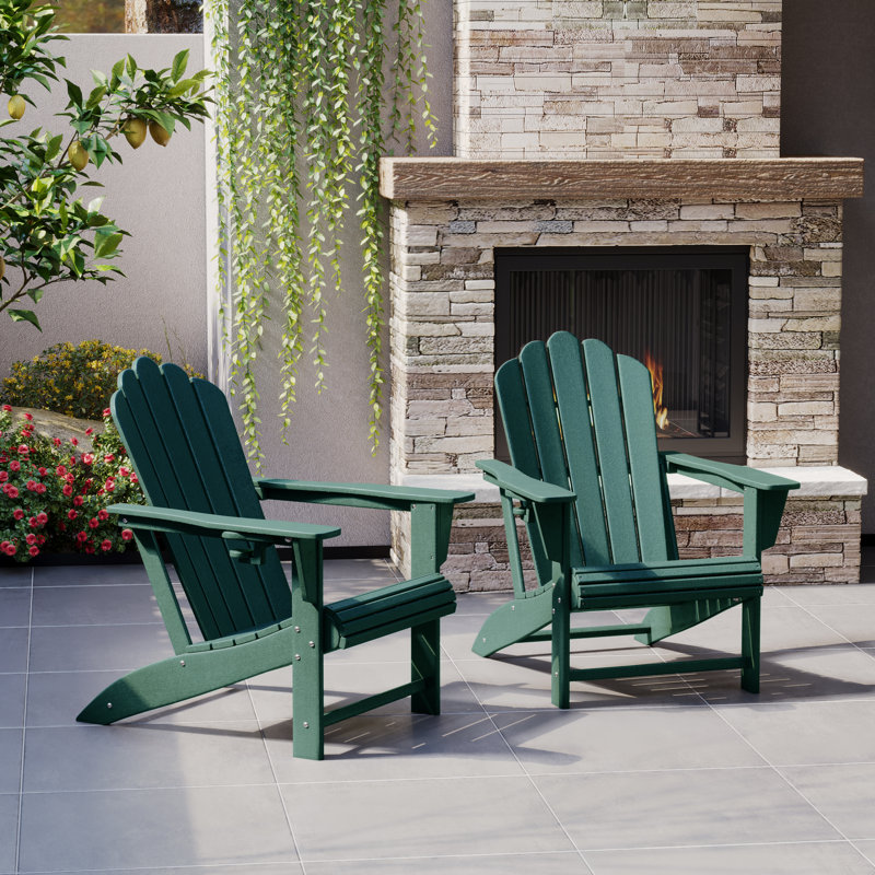 Outdoor Poly Adirondack Chair (Set Of 2), Green