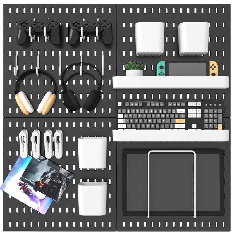 Pegboard Combination Kit, 25.2" X 25.2" Wall Mounted Storage Set With 4 Pegboards & 20 Accessories Hanging, Peg Boards Organizer