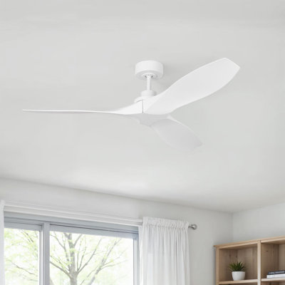 Collins coastal 52-inch indoor/outdoor Energy Star smart ceiling fan in matte white finish with matte white blades, handheld remote control included, and compatible with Alexa, Google Home, and Bond Home Action from Visual Comfort Fan