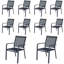 Chaises de salle à manger d'extérieur gris anthracite en aluminium 10 pièces Gussy