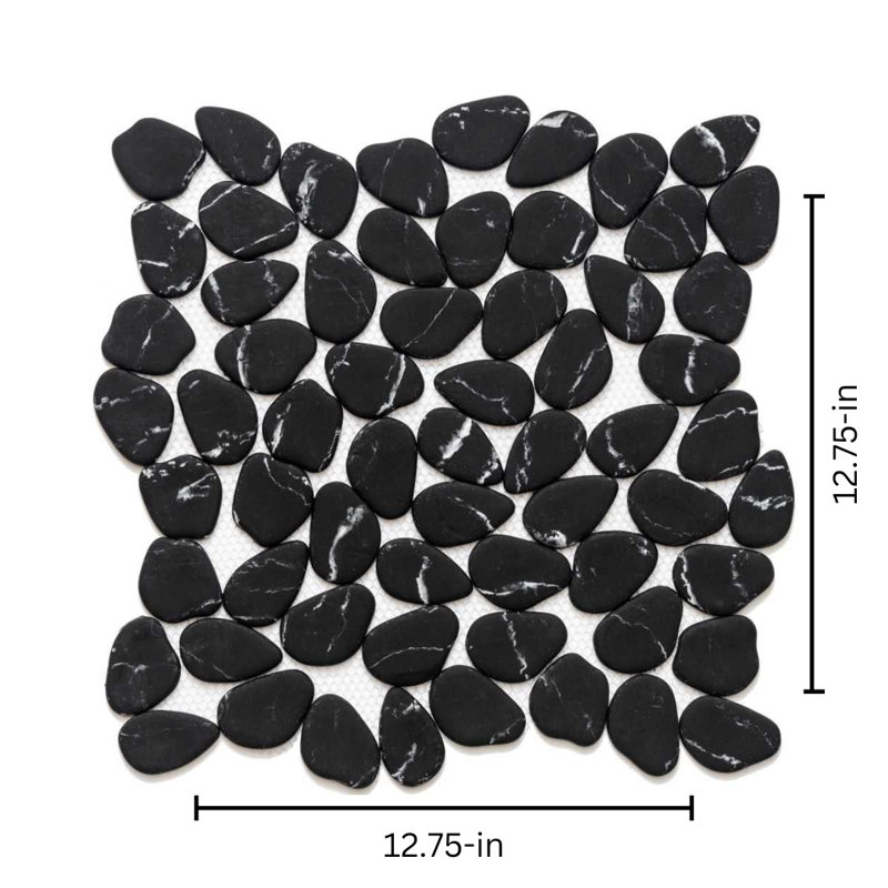 Recycled Cenote Pebble 13" x 13" Glass Mosaic Tile, Crema