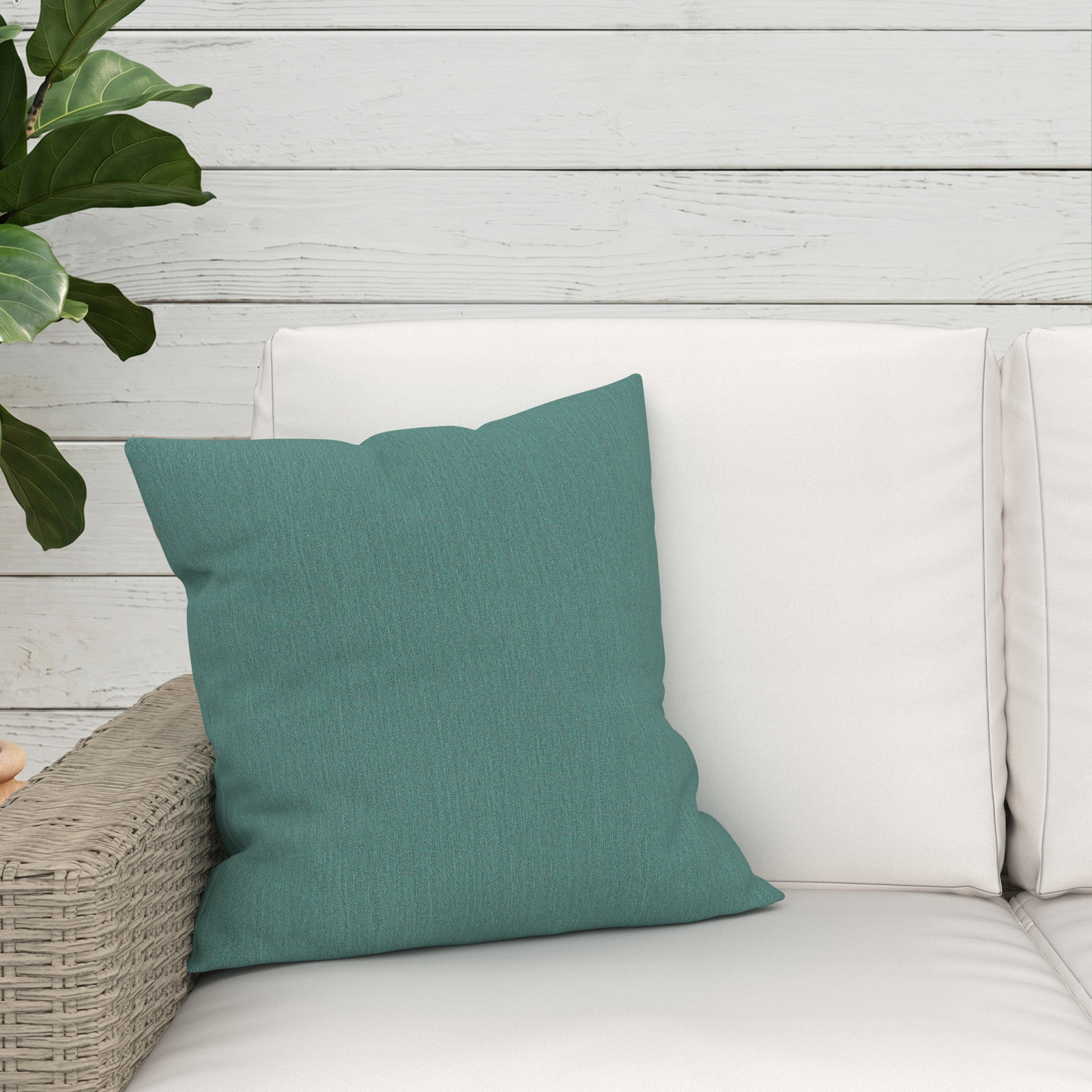 Sunbrella® Throw Pillow, Square 18", Cast Breeze Sunbrella® Plainweave
