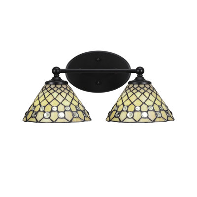 Blanka Light Bath Bar Shown In Matte Black Finish With 7" Starlight Art Glass