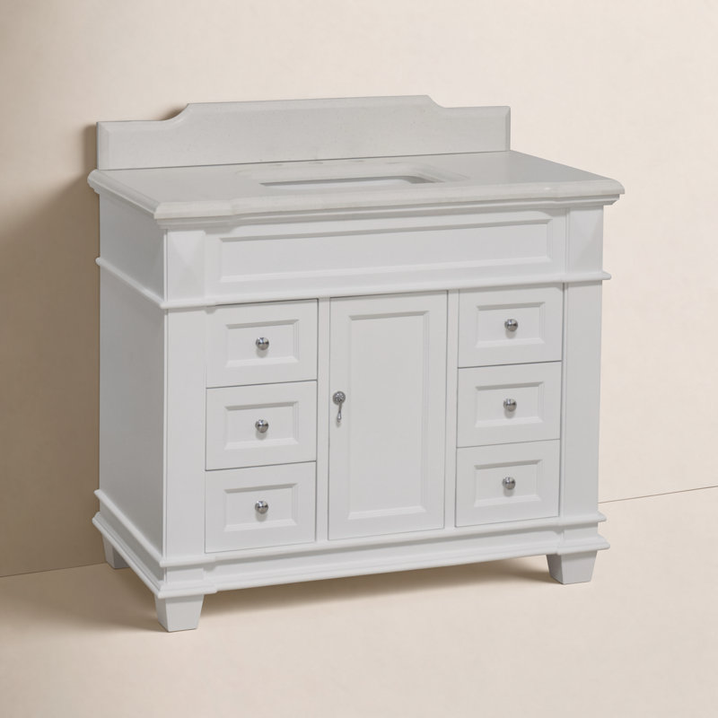 Ensemble de meuble-lavabo simple 42 po Ensa, Blanc, Quartz